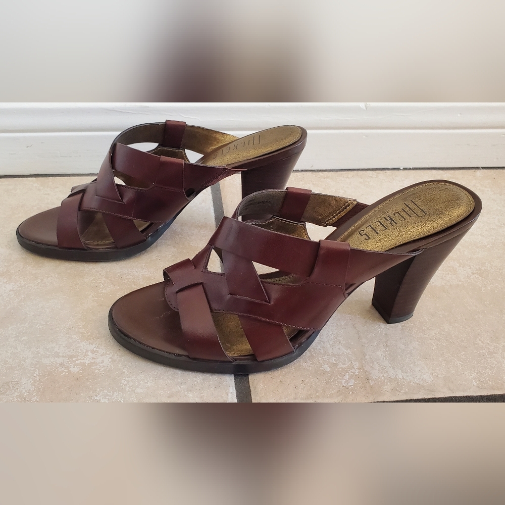 Nickels Slip on Brown Leather Sandals